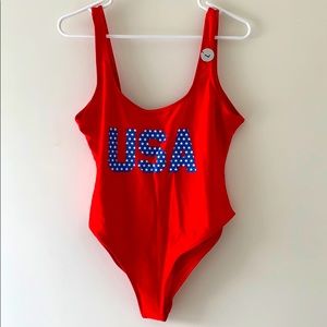 NWT USA Red One-Piece Swimsuit